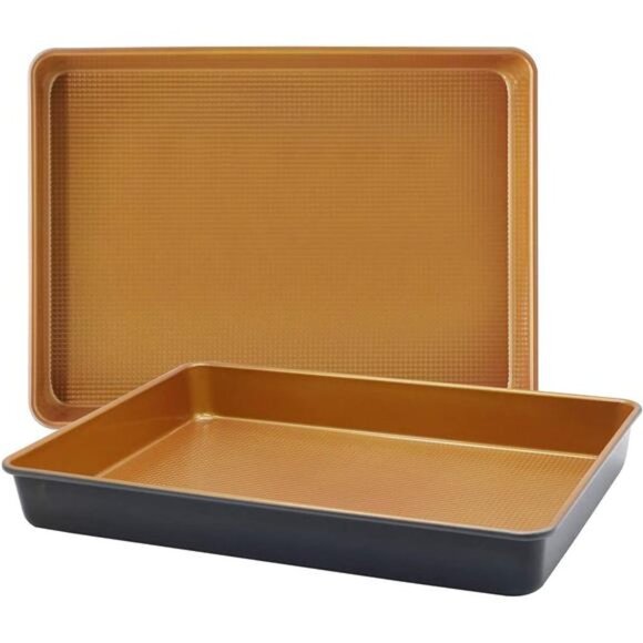 15''x11''x2'' Deep Large Half Sheet Cake Pan Set, 1/2 Size Rectangular 2-Piece - Picture 3 of 7